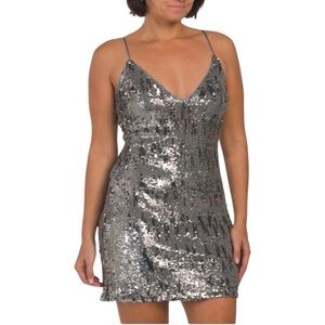 Ramy Brook Silver Sequin Lila mini Dress Size 6 NEW
